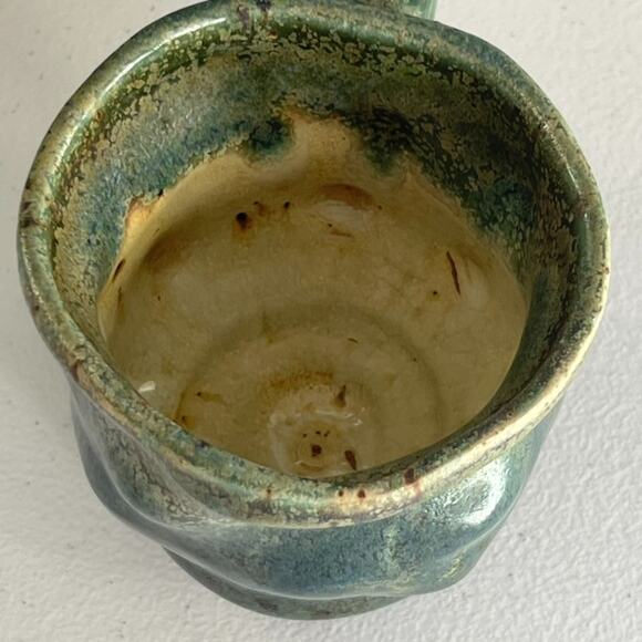 Studio Art Pottery Mug 3.5" Stoneware Green Speckled Lumpy - Picture 4 of 10